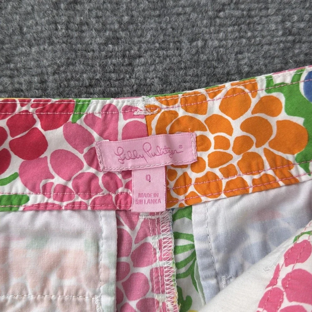 Lilly Pulitzer Shorts Womens 0 Callahan Minnie Zinny Print Cotton Floral Bright‎